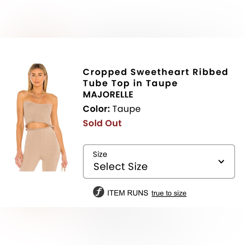 MAJORELLE Taupe Ribbed Sweetheart Tube Top
